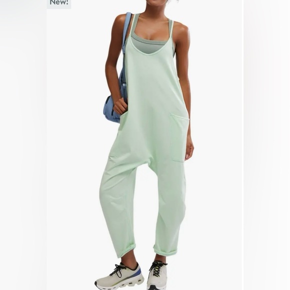 FP Movement Hot Shot Jumpsuit Pistachio Slouchy Relaxed Boho Size XL - Picture 2 of 8